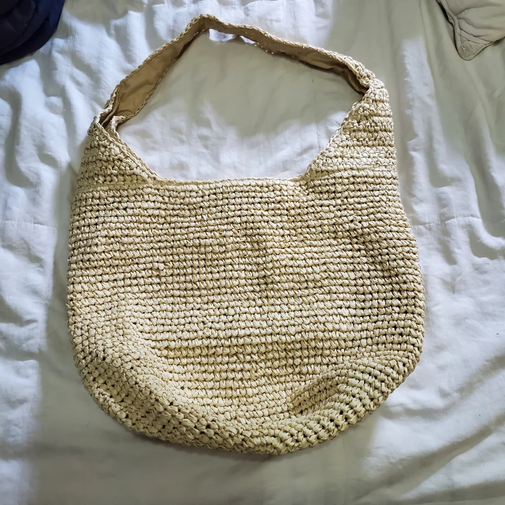 NWOT Banana Republic Raffia Tote Bag In Natural Beige